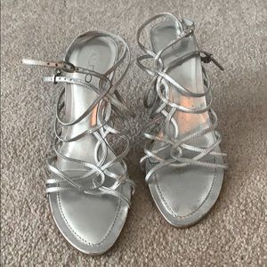 Silver strappy heels